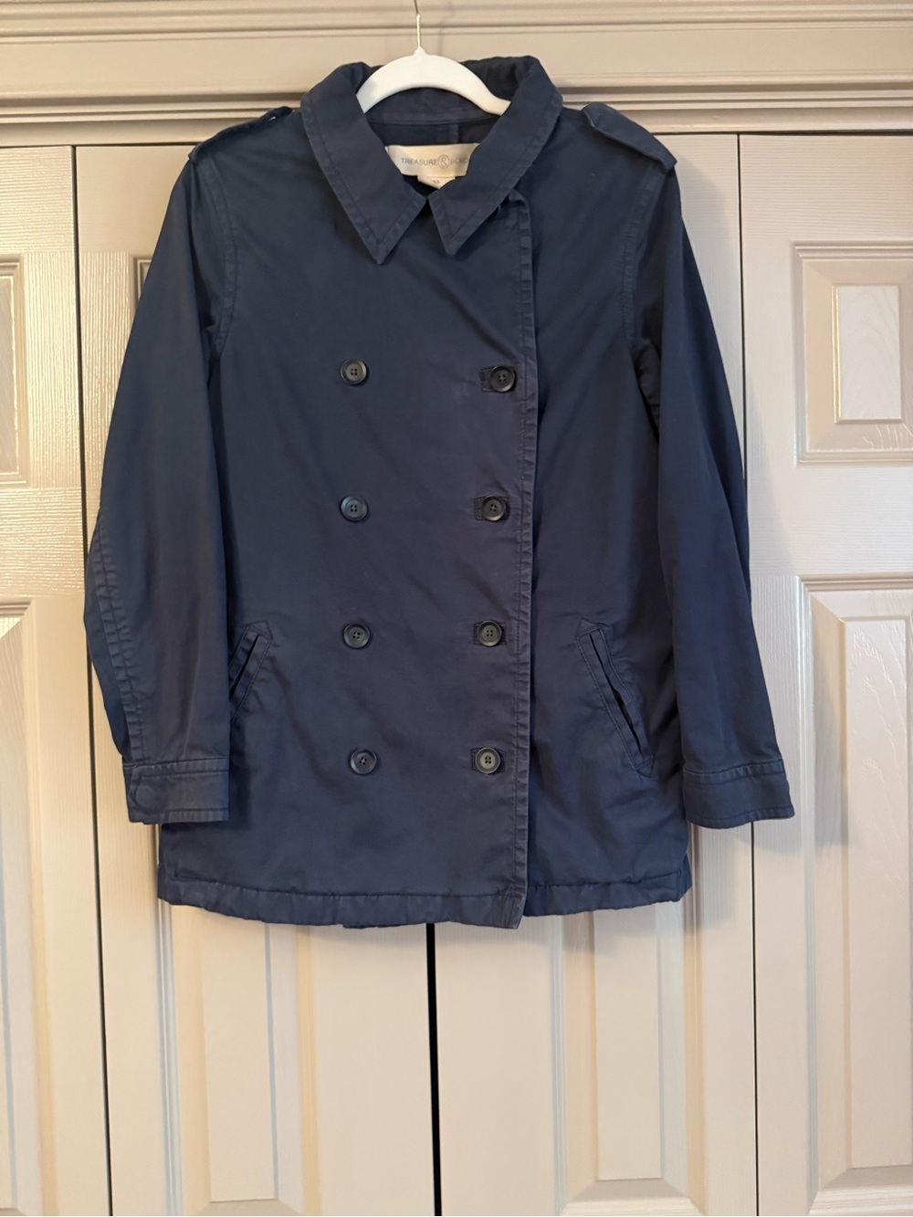 Women’s Navy Double-Breasted Trench Coat